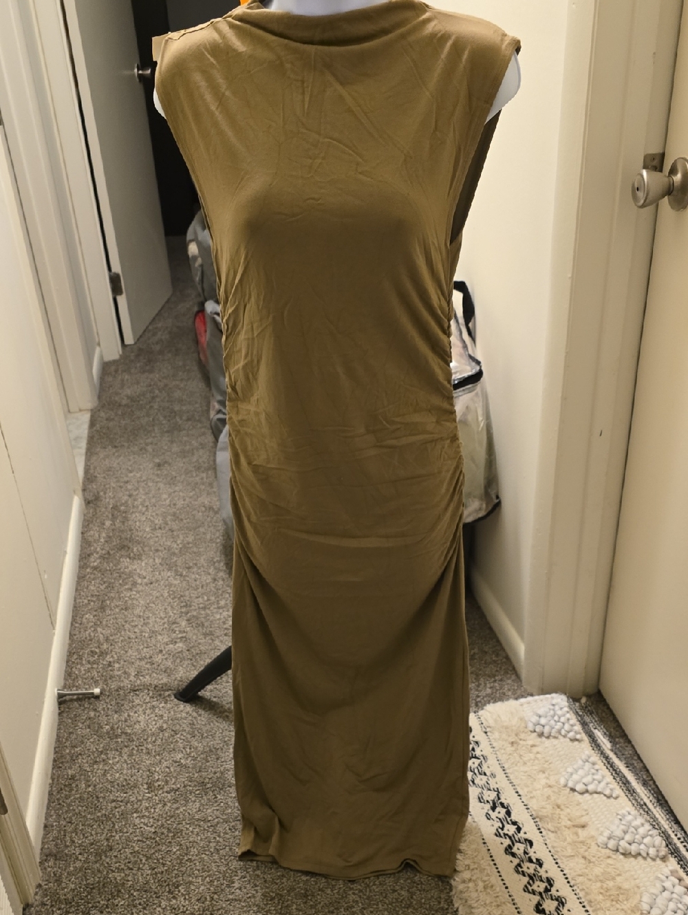 $5 - MUST BUNDLE - NWT Sleeveless Olive Maxi Dress with Side Shirring